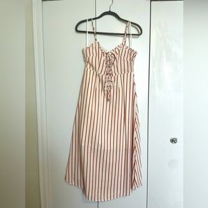 Red & white striped Finding July midi dress